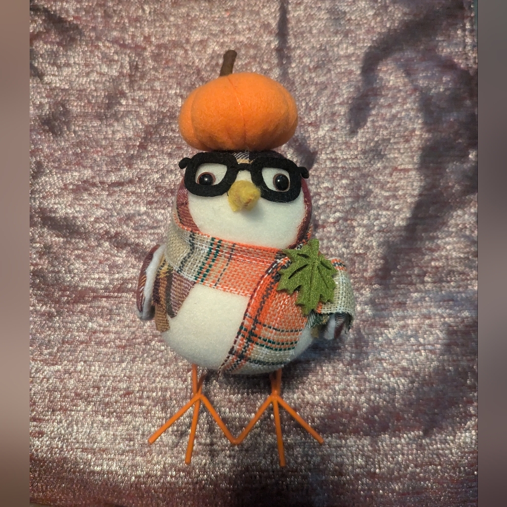 Way To Celebrate Fall Harvest PUMPKIN ON HEAD Fabric Bird